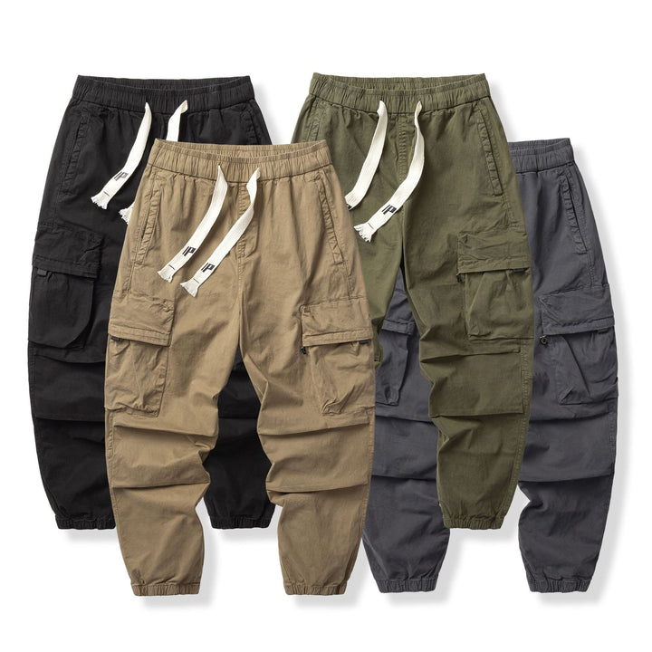 Herren Funktionelle Cargo-Joggerhose aus Baumwoll-Twill mit elastischem Tunnelzugbund und Klapp‑Utility‑Taschen Drune