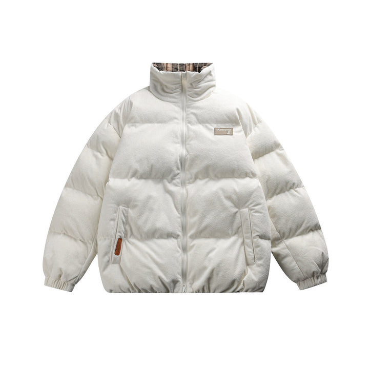 Unisex Boxy wattierte Kurzjacke mit hohem Funnelkragen und Teddy‑Fleece‑Optik Drune