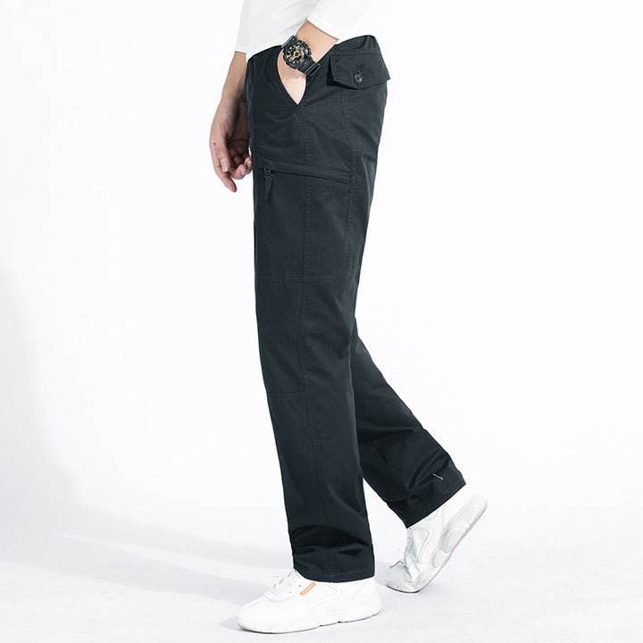 Damen lockere Cargo-Hose mit elastischem Bund, Mehrfachtaschen und Knieabnähern Drune