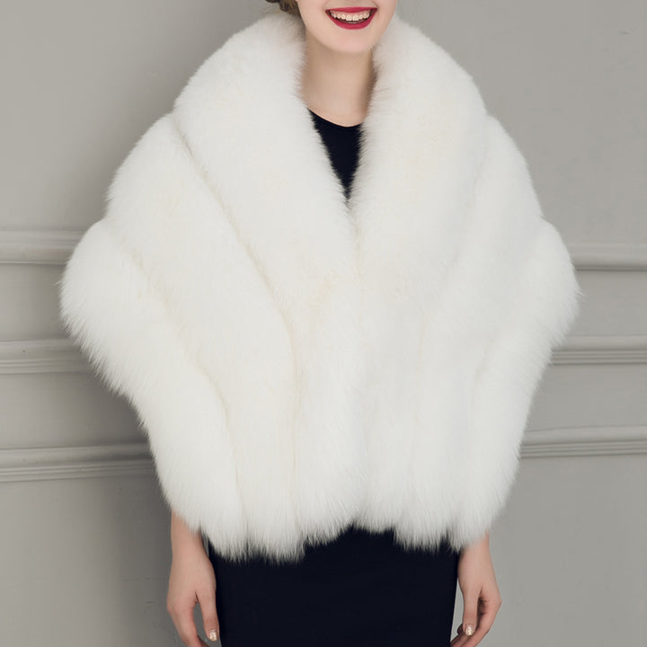 Damen luxuriöser Eleganter Kunstpelz-Cape Drune