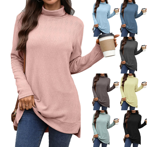 Damen Langarm Sweater mit Stehkragen Drune