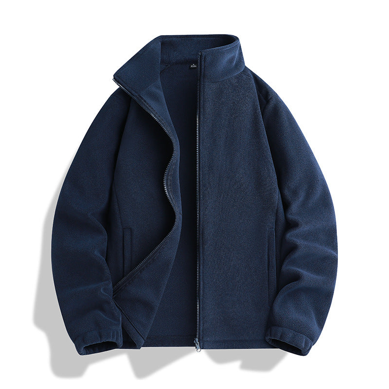 Unisex Fleecejacke mit Stehkragen, durchgehendem Reißverschluss und elastischen Bündchen Drune