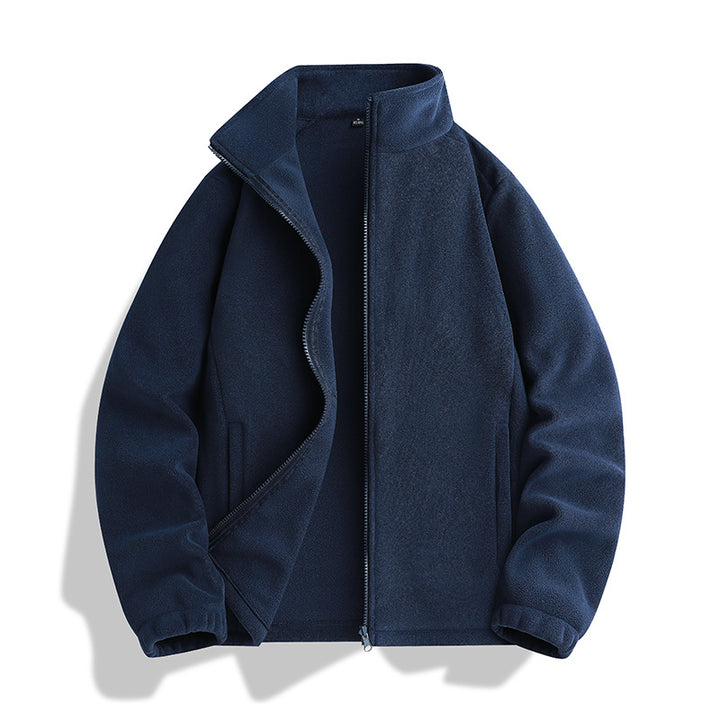 Unisex Fleecejacke mit Stehkragen, durchgehendem Reißverschluss und elastischen Bündchen Drune