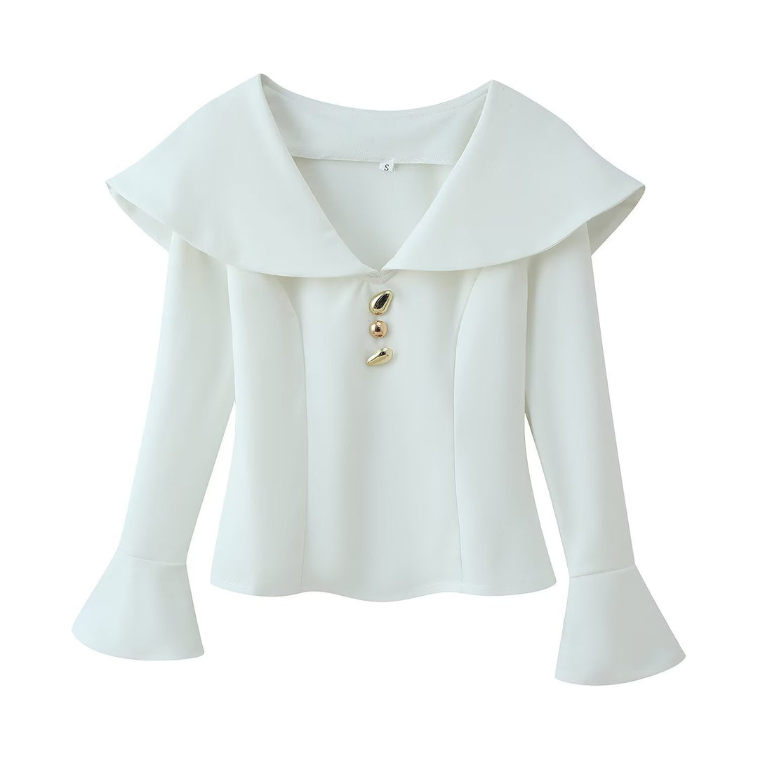 Damen hochtaillierte Palazzo‑Hose mit weitem Bein, Bundfalten und verdecktem Verschluss Drune
