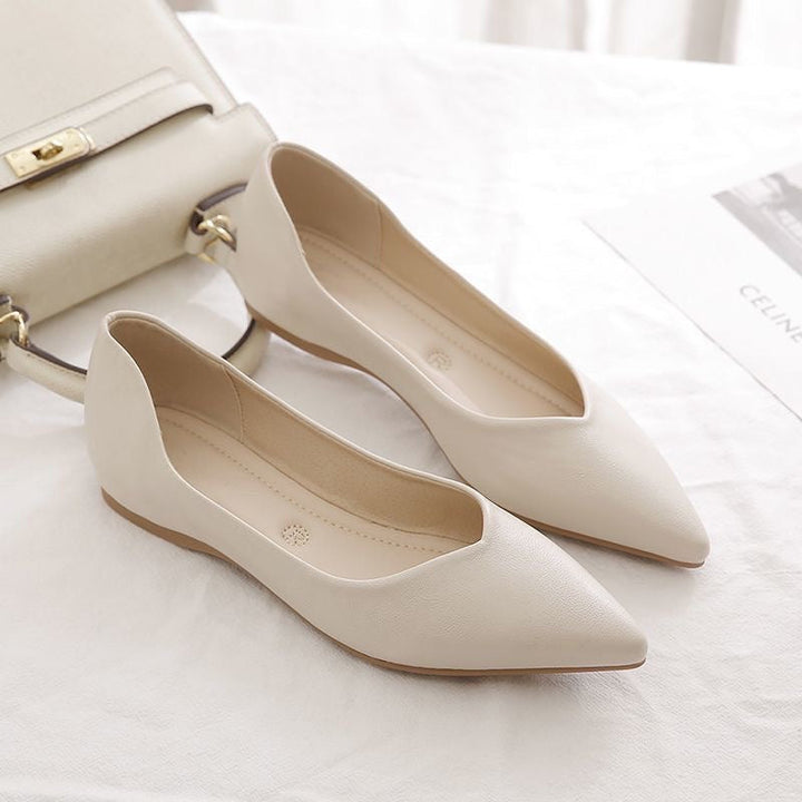 Damen Elegante Ballerinas aus hochwertigem Leder mit modischem V-Ausschnitt Drune