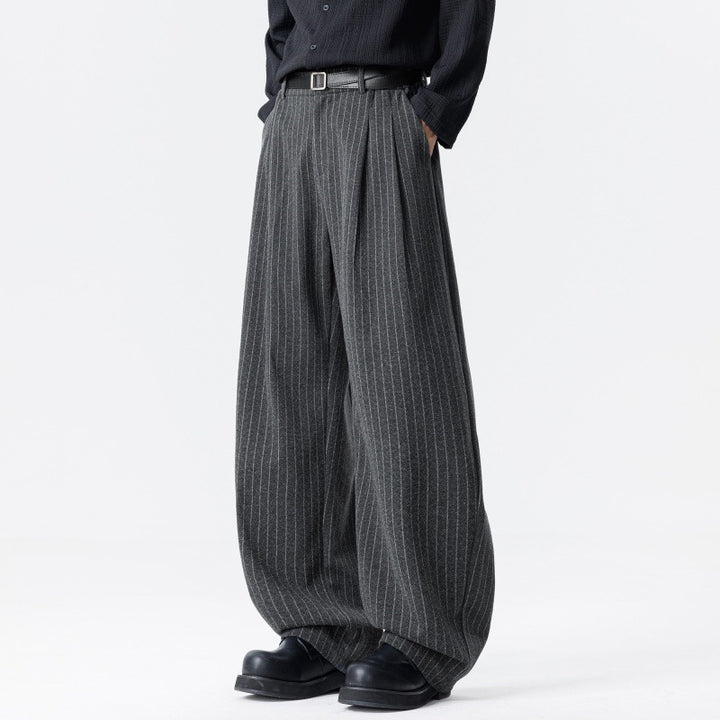 Damen Weite High‑Waist Plissee-Hose aus Wollmix mit elastischem Bund und weitem Bein Drune