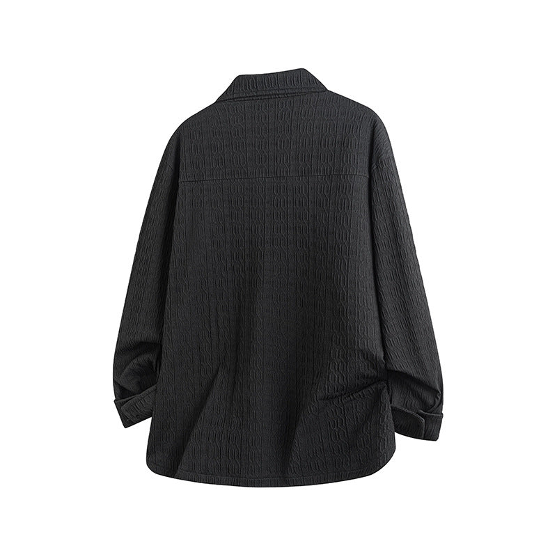 Damen Leicht strukturierte Oversize-Hemdjacke mit Reverskragen & Druckknopffront Drune