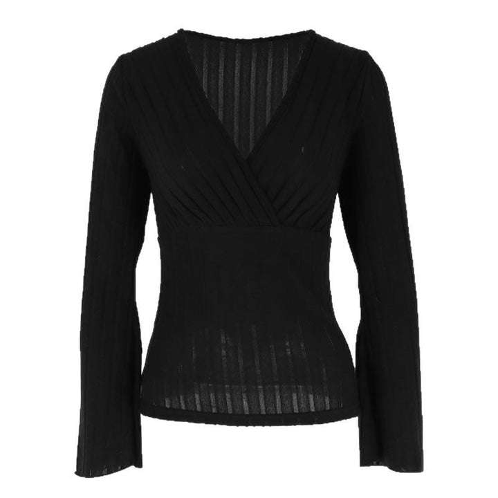 Damen elegantes Wickeloberteil mit Rippstrick und gedrilltem Design Drune
