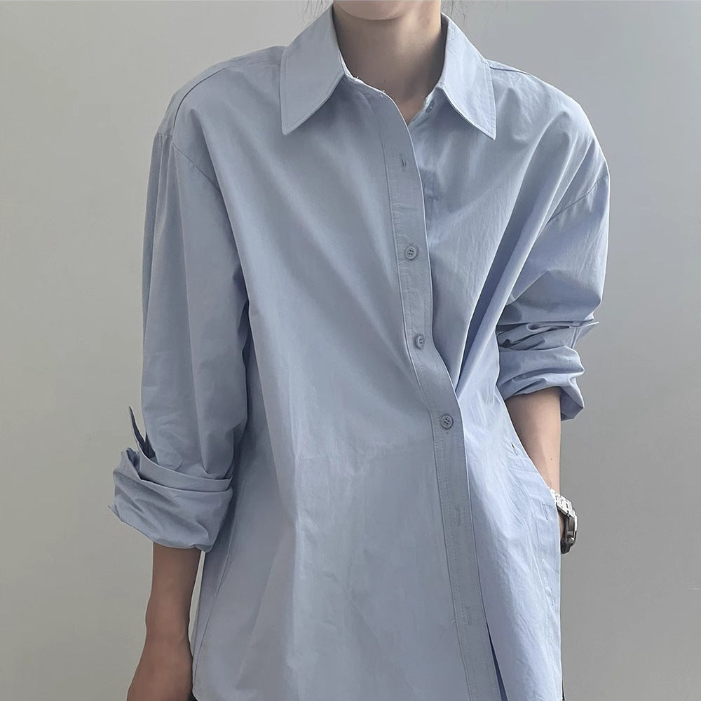 Damen Oversize-Hemdbluse mit asymmetrischem Saum und überschnittener Schulter Drune