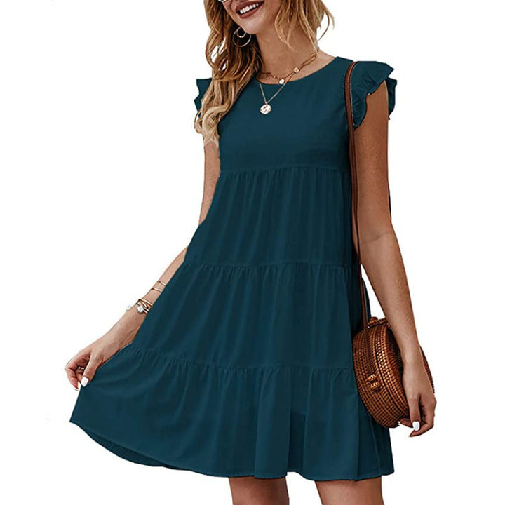 Damen Baumwollkleid mit Volant-Detail und lockerem Schnitt Drune