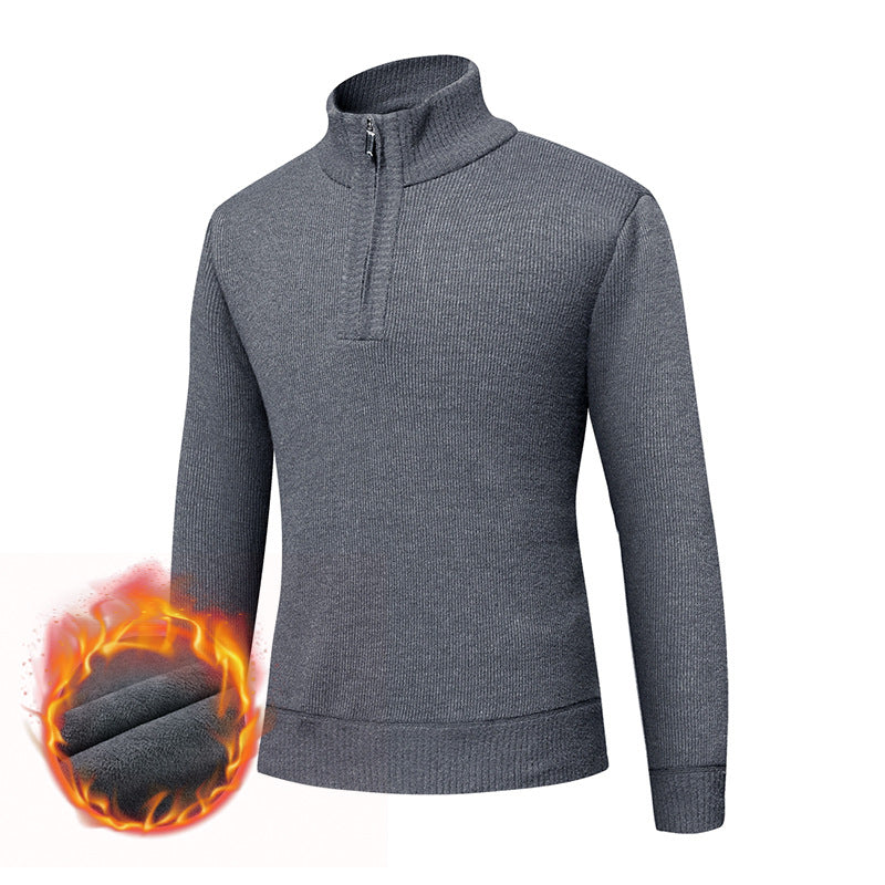 Herren Thermo-gefütterter Halbzip-Pullover mit Stehkragen und wärmender Fleece-Innenseite Drune