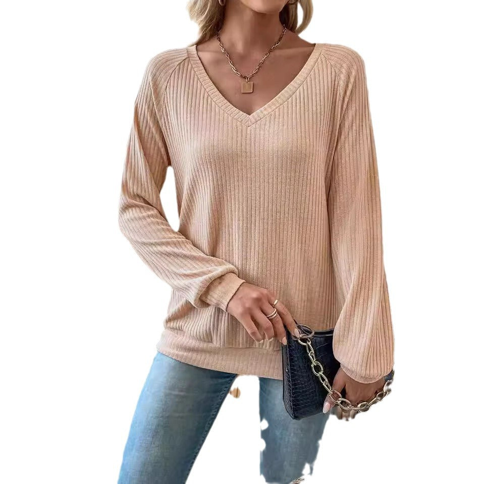 Damen nan Rippenstrick-Langarmshirt mit floraler Spitzenapplikation und markantem Rückenausschnitt Drune