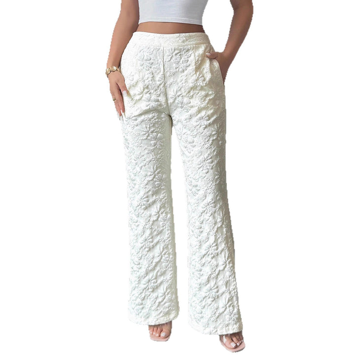 Damen Elegante Stoffhose mit hochgezogenem Schnitt und floralem Muster Drune