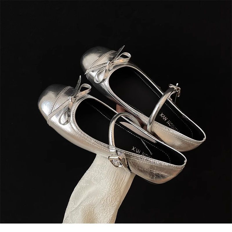 Damen Riemchen‑Ballerinas mit dekorativer Schleife und verstellbarem Schnallenriemen Drune