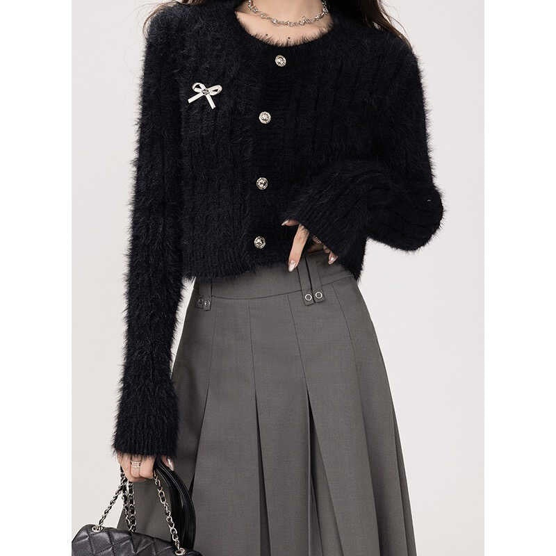Damen Eleganter kurzer Cardigan mit Knöpfen Drune