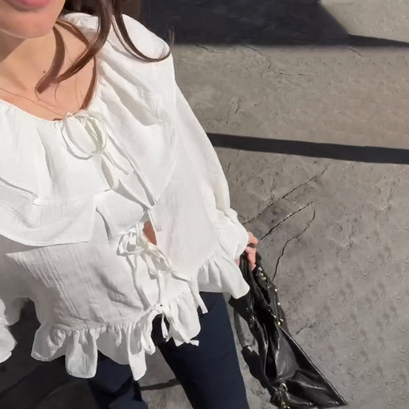 Damen Bluse mit voluminösen Ärmeln und elastischem Bund Drune