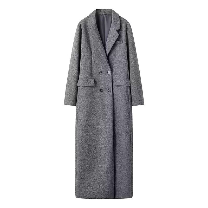 Damen Langmantel aus Wollmix mit Oversize-Silhouette, Schalkragen und aufgesetzten Taschen Drune