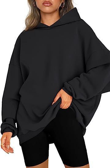 Damen nan Oversize-Kapuzenpullover im Longline-Schnitt mit Raglanärmeln und weichem Innenfutter Drune