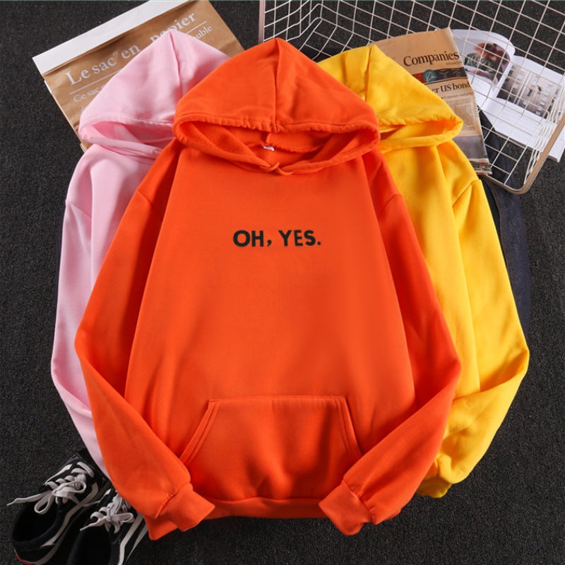 Damen nan Kapuzenpullover mit weichem Innenfutter, Kängurutasche und dezentem Frontprint Drune