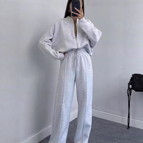 Damen Lässiges Zweiteiliges Lounge-Set mit weitem Oberteil und Flared Pants Drune