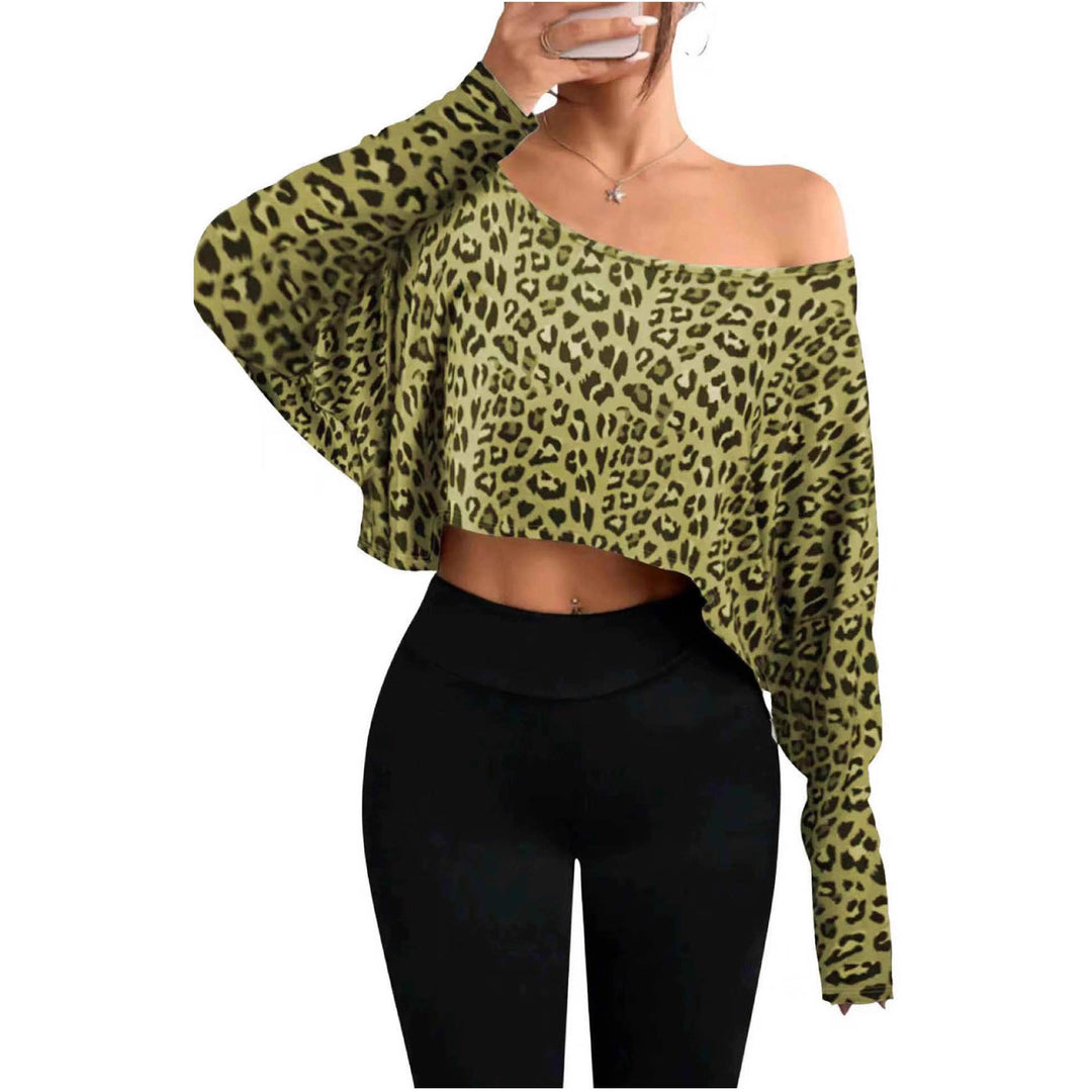 Damen Cropped Sweater mit lässigem Leopardenmuster Drune