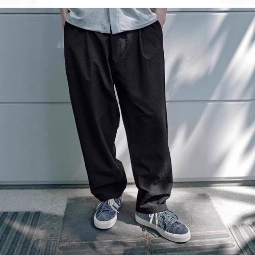 Herren Texturierte Jogginghose mit elastischem Bund Kordelzug und tapered Bein Drune