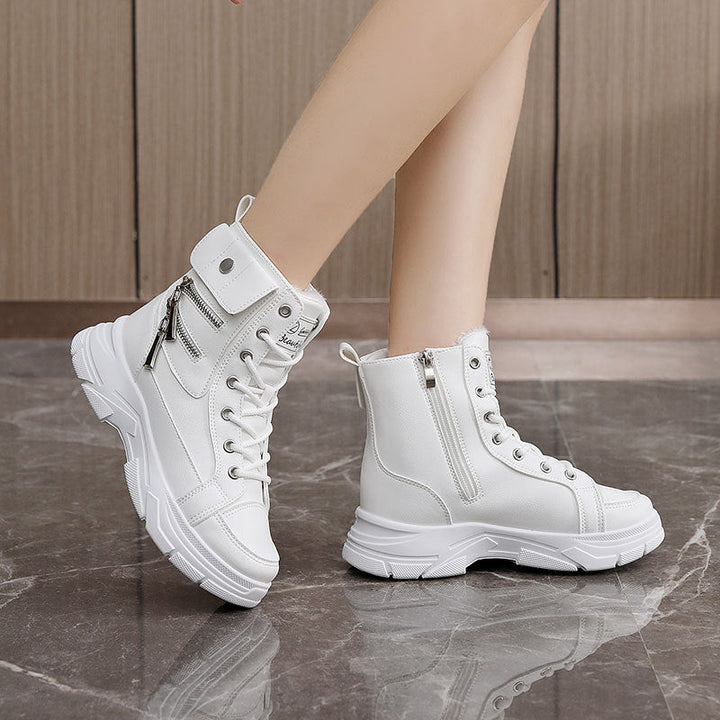 Damen High-Top Winterstiefel mit modischem Reißverschluss und dämpfender Sohle Drune