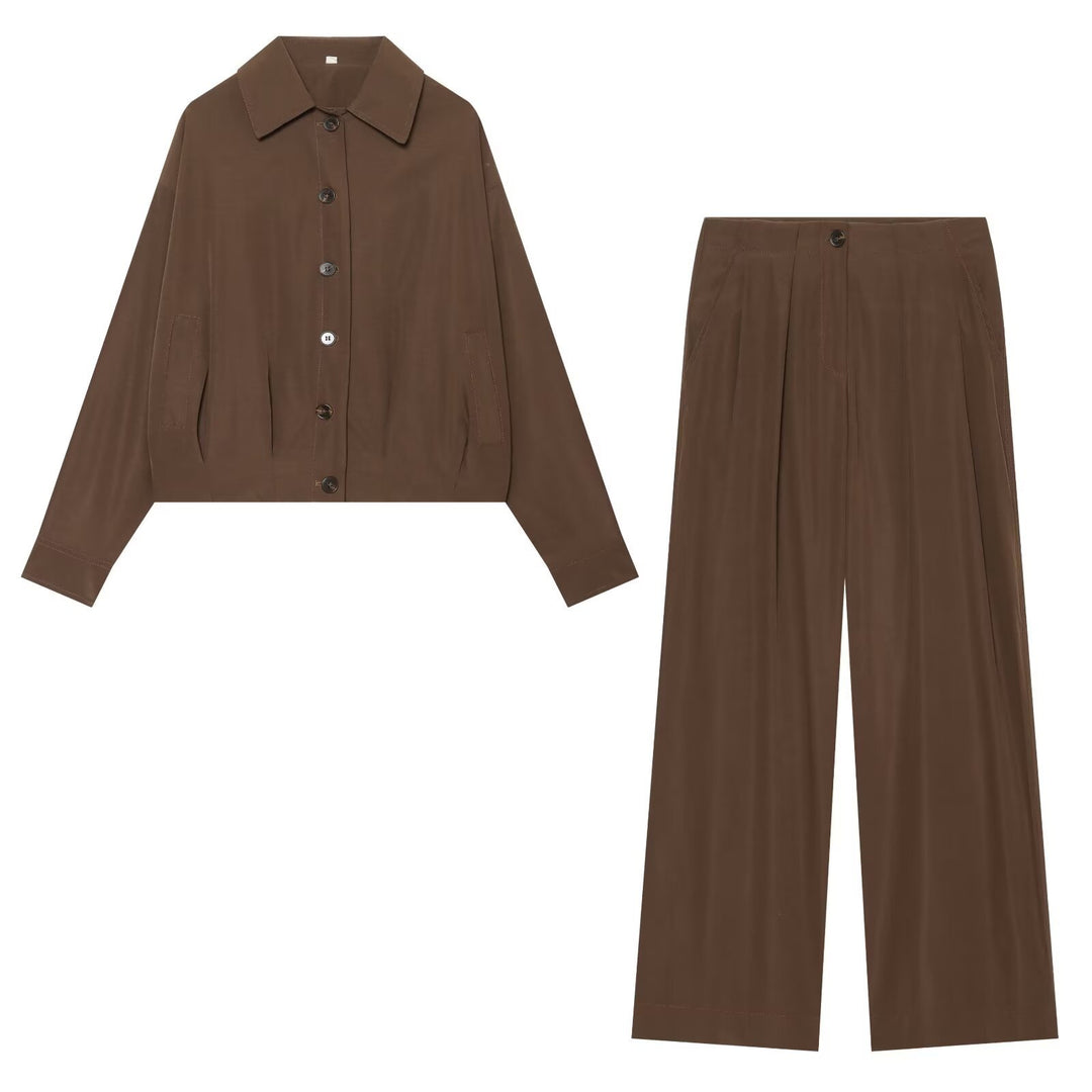 Damen Hochtaillierte Palazzo-Hose mit Bundfalten und seitlichen Eingrifftaschen Drune