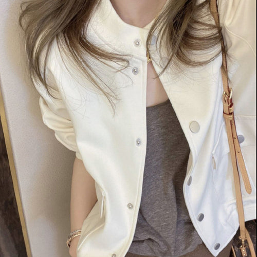 Damen Modische Übergangsjacke mit Druckknopf und lässigem Schnitt Drune