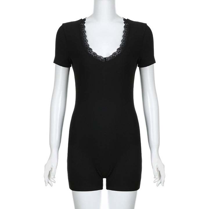 Damen eleganter Body mit Spitzenbesatz Drune