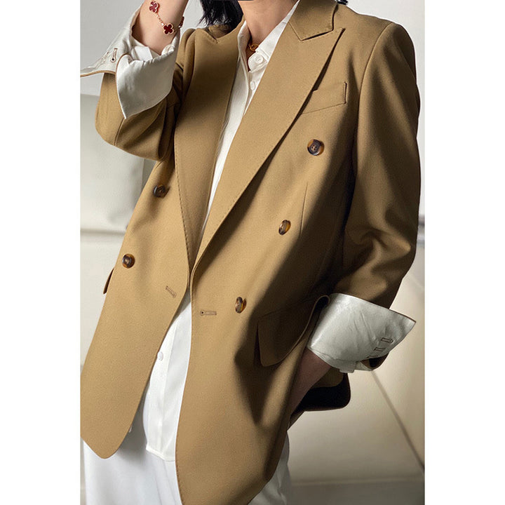 Damen Doppelreiher Wollblazer Drune