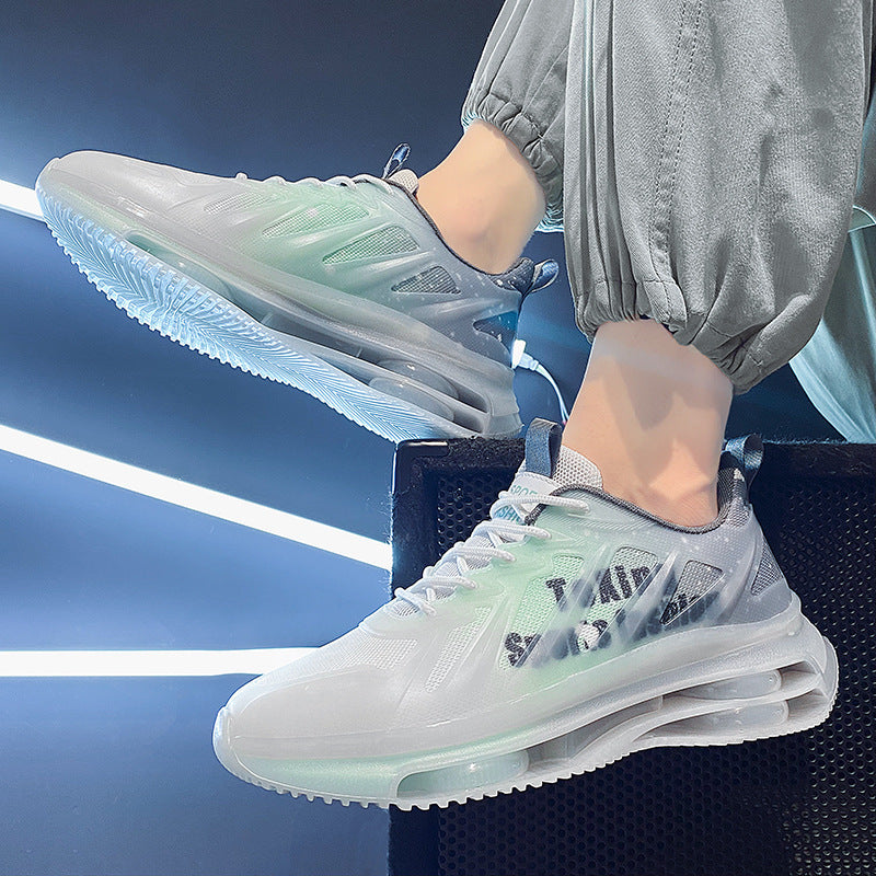 Unisex futuristische luftgepolsterte Sneaker mit transparentem TPU‑Obermaterial und sichtbarer Hohlkern‑Plateausohle Drune