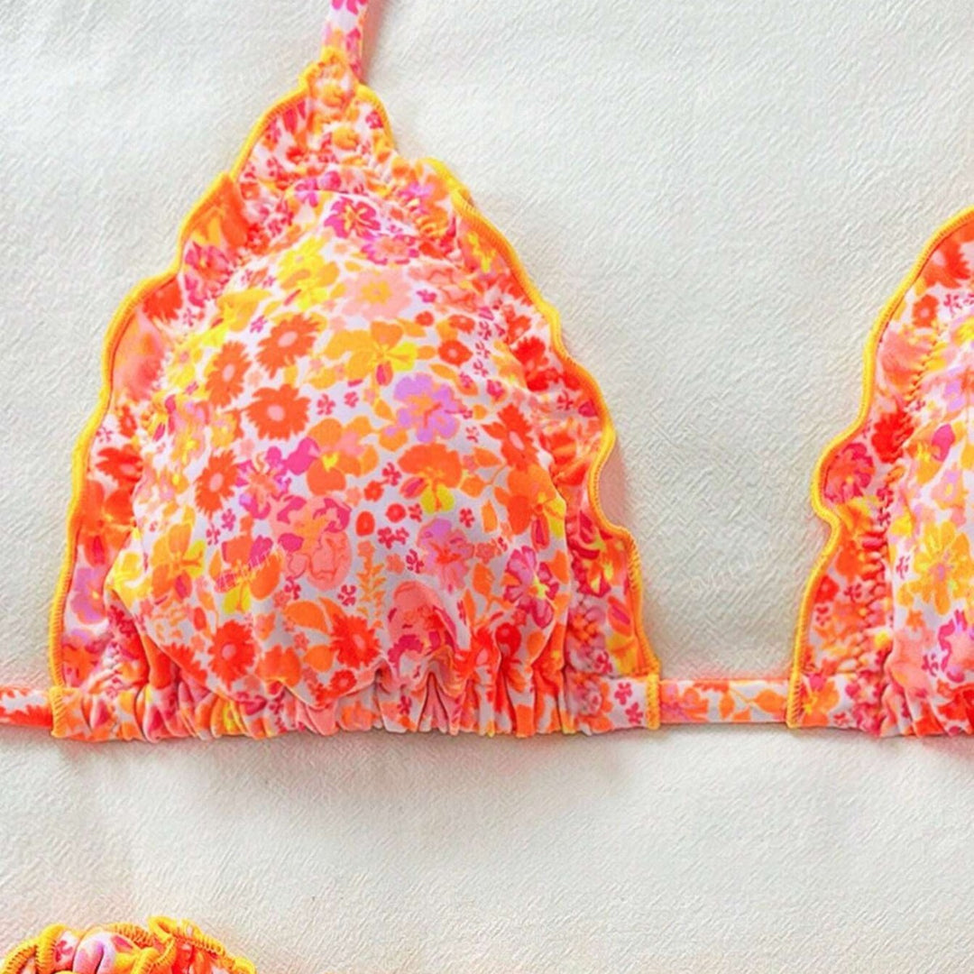 Damen Bikini-Set mit romantischen Rüschendetails und hohem Taillenbund Drune