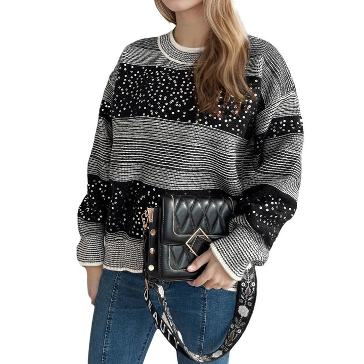 Damen modischer Pullover mit funkelnden Applikationen Drune