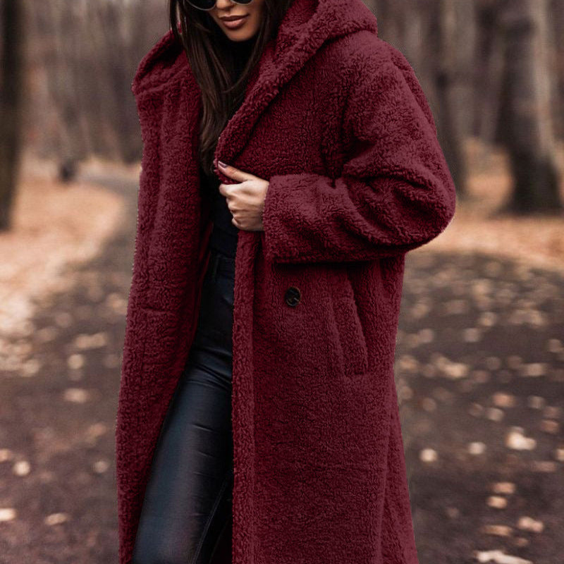 Drune | Damen Stilvolle Lange Kapuzenjacke Warmes Design
