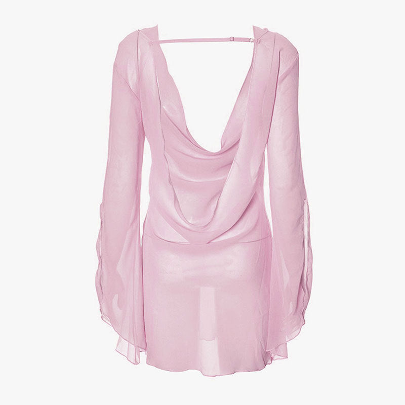 Damen Elegantes Chiffon-Oberteil mit tiefem Rückenausschnitt Drune