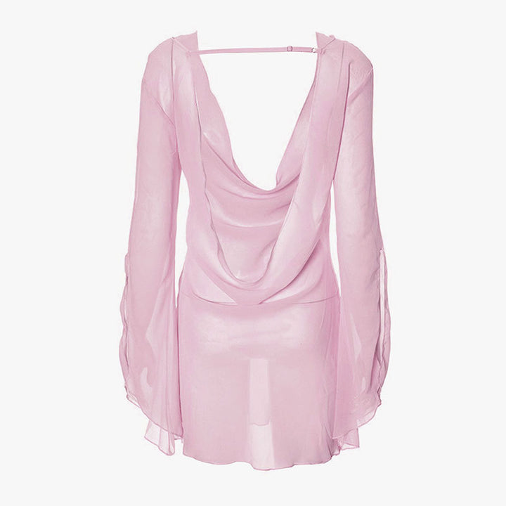Damen Elegantes Chiffon-Oberteil mit tiefem Rückenausschnitt Drune
