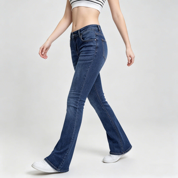 Damen Flared Jeans im klassischen 70er Jahre Look mit hoher Taille Drune