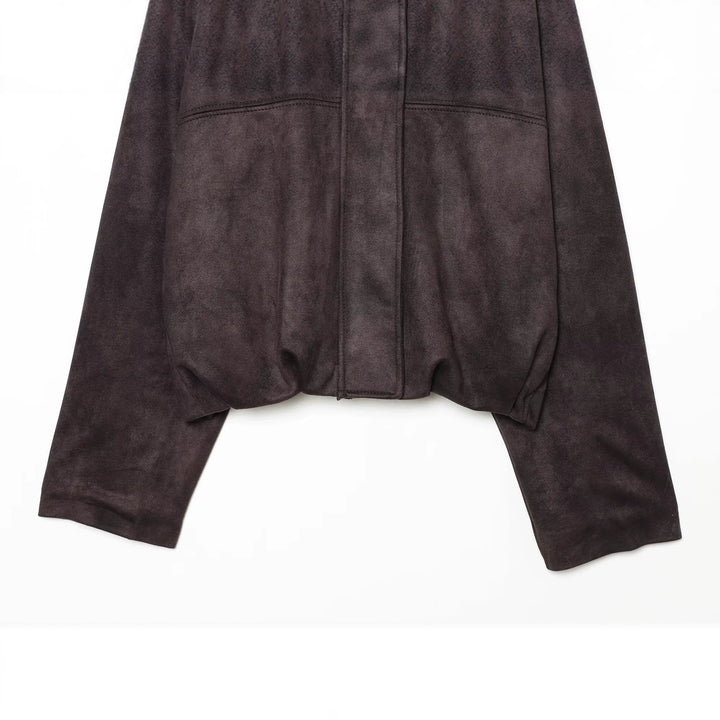 Damen Kurzblouson aus Velours‑Optik mit hohem Funnelkragen und elastischem Saum Drune