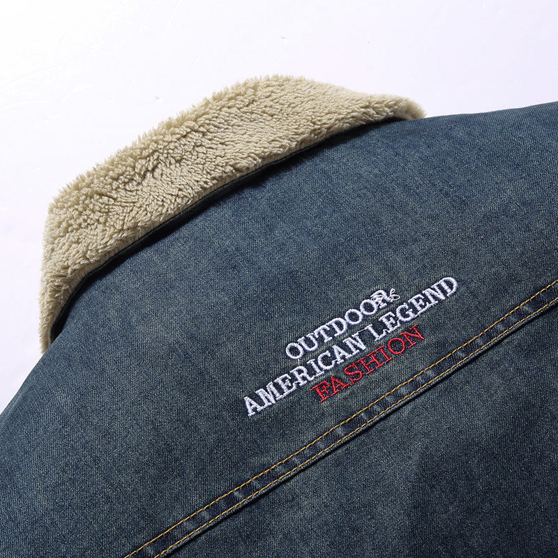 Herren Lässige Jeansjacke mit Teddyfutter Drune