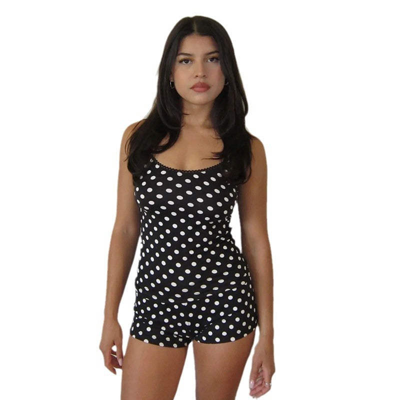 Damen Bikiniset mit punktiertem Design und verstellbaren Trägern Drune