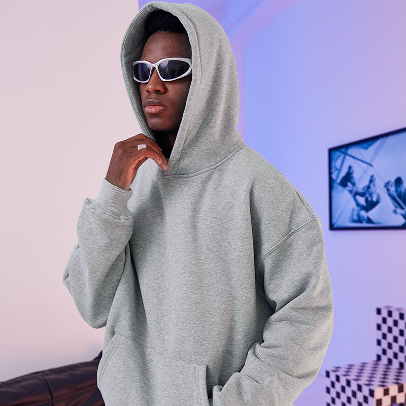 Herren Oversize Kapuzenpullover aus French-Terry mit Kängurutasche Drune