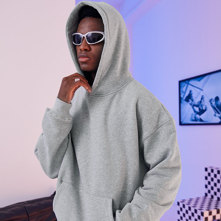 Herren Oversize Kapuzenpullover aus French-Terry mit Kängurutasche Drune