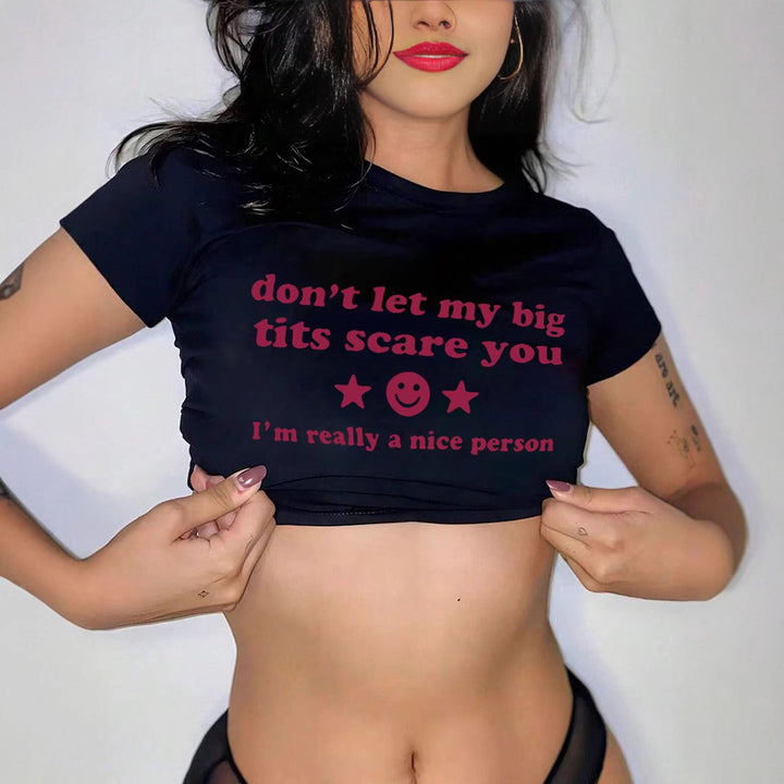 Damen Crop-T-Shirt mit inspirierendem Schriftzug Drune