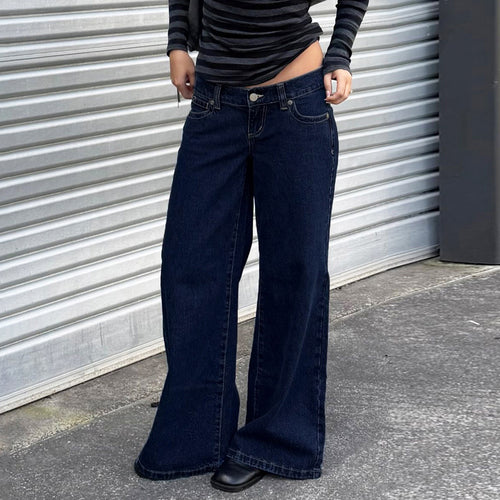 Damen Weite High‑Waist Five‑Pocket Denim-Jeans mit ausgestelltem Bein Drune