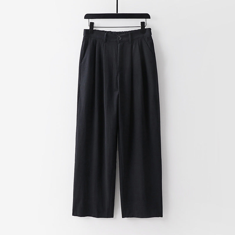 Damen weite Hose mit hoher Taille und Bundfalten Drune
