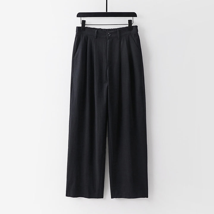 Damen weite Hose mit hoher Taille und Bundfalten Drune