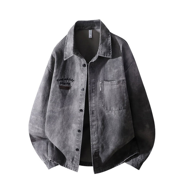 Herren Vintage-inspirierte Canvas-Überhemdjacke mit used-washed Effekt, kastiger Passform & aufgesetzter Brusttasche Drune