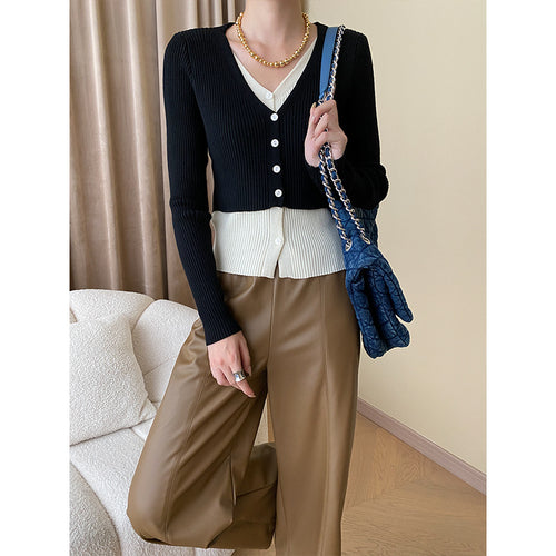 Damen lässiger Strickcardigan mit Knopfverschluss und feiner Rippstruktur Drune
