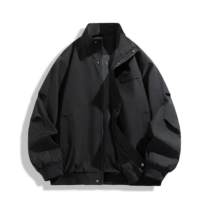 [Herren Oversize Utility Bomberjacke mit hohem Kragen und Rippbündchen Drune]
